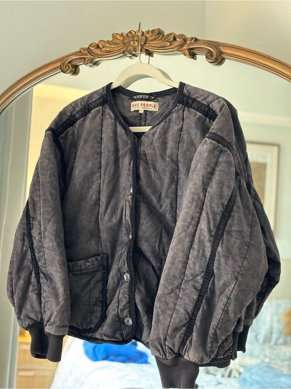 Free People Charcoal Quilted Jacket